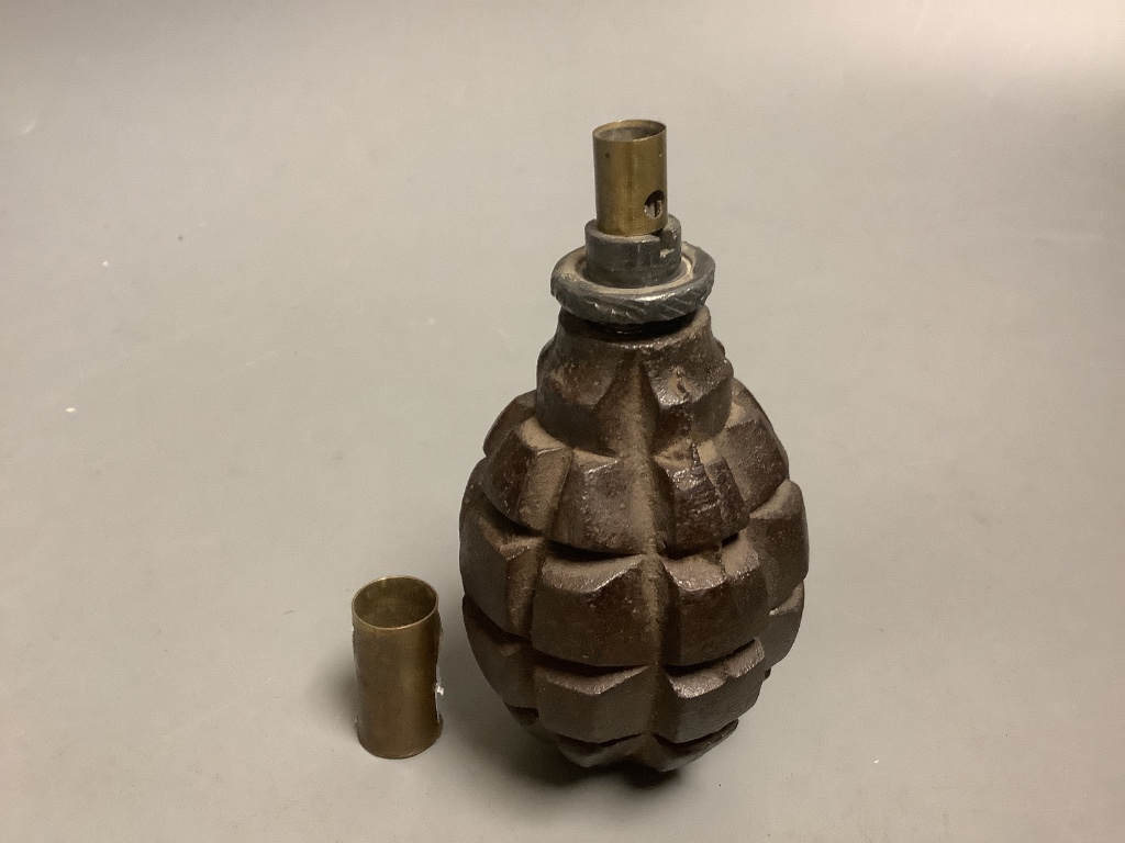 An inert WWI French F1 grenade. Please note - only available to UK buyers. Collection only - postage not available.